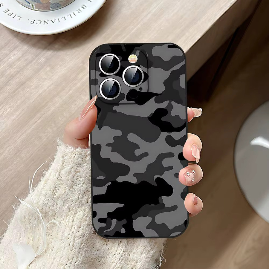 Modische Camouflage-Handyhülle in Schwarz für iPhone 17, 16, 15, 14, 13, 11 Pro Max, Plus, X, XR, XS Max und 13 Mini - Bild 2