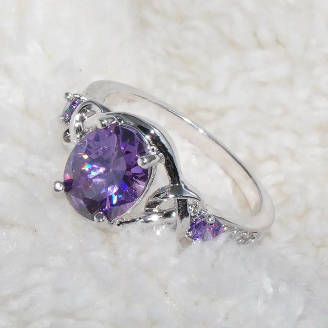 Huitan Ring, Silber, lila Zirkonia, Damen - Bild 1