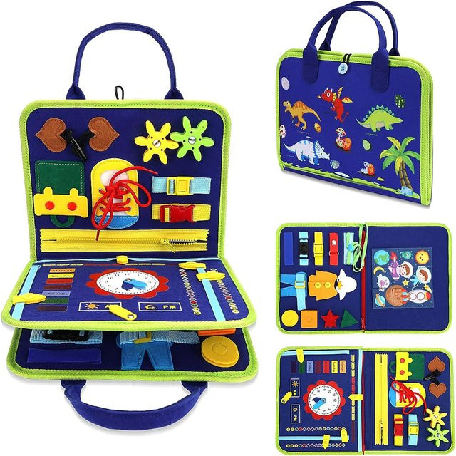 Kidsly Busy Board Dinosaurier-Stil, Montessori-Spielzeug, ab 3 Jahre - Bild 1