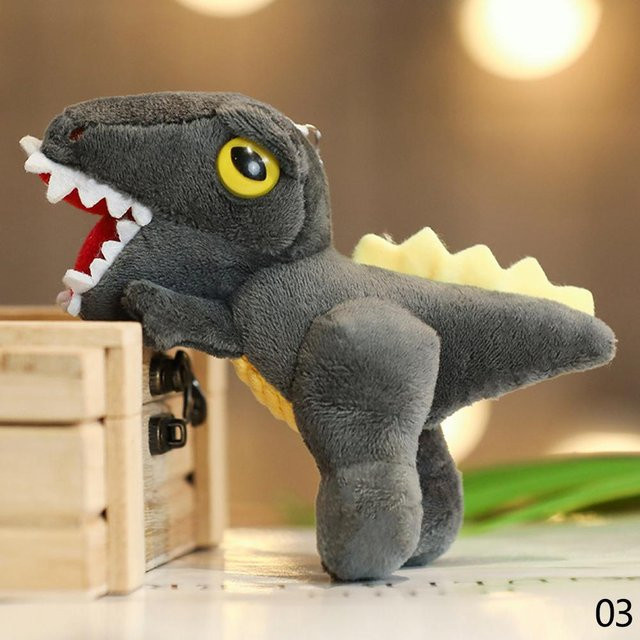 Yiran Health & Beauty Mini-Dinosaurier-Stofftiere Schlüsselanhänger, Tyrannosaurus-Puppe, Grau, ab 3 Jahre - Bild 1