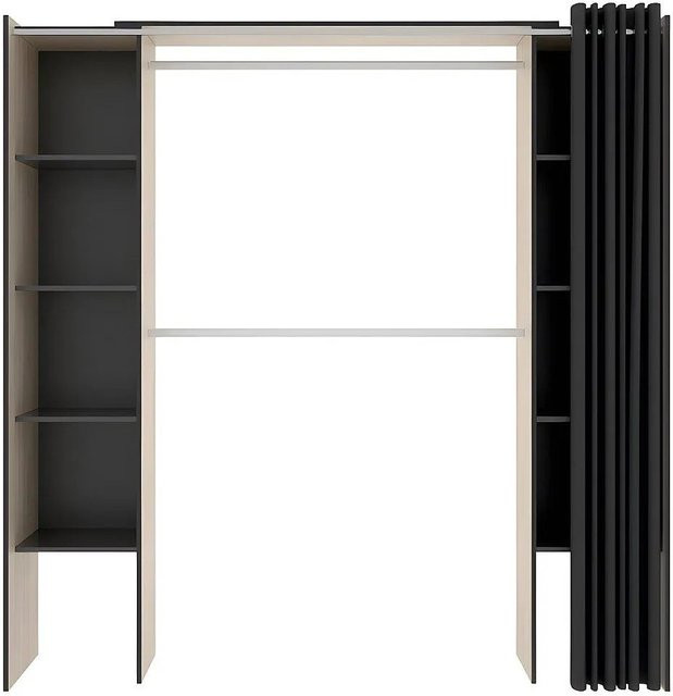Offener Kleiderschrank Dorian von Vente-unique in Anthrazitgrau mit Eiche-Optik, Breite: 110 cm - Bild 1
