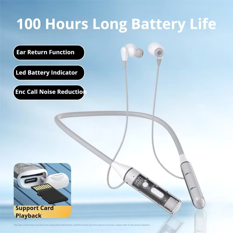 EARDECO Drahtlose Bluetooth-Kopfhörer in Weiß mit 100 Stunden Wiedergabezeit, Stereo-Sportkopfhörer mit Bass und Mikrofon sowie TF-Kartensupport - Bild 1