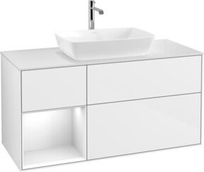 V&B Waschtischunterschrank Finion mit Wandbeleuchtung, Farbe Weiß lackiert, Breite: 120 cm, Tiefe: 50,1 cm, Höhe: 50,1 cm - Bild 1