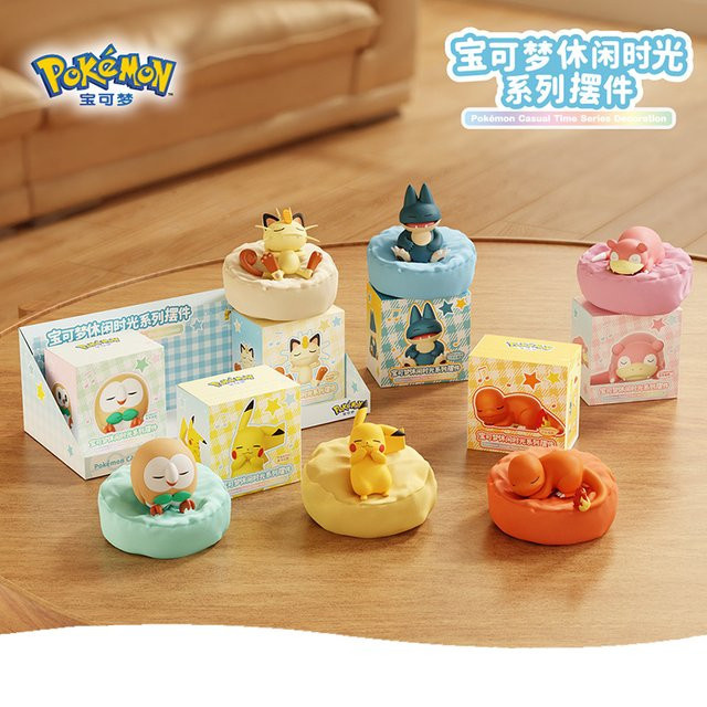 Keeppley Pokemon Anime Figuren Set mit Staubschutz-Pad Pikachu Charmander Mauzi Slowpoke Rowlet Snorlax - Bild 1