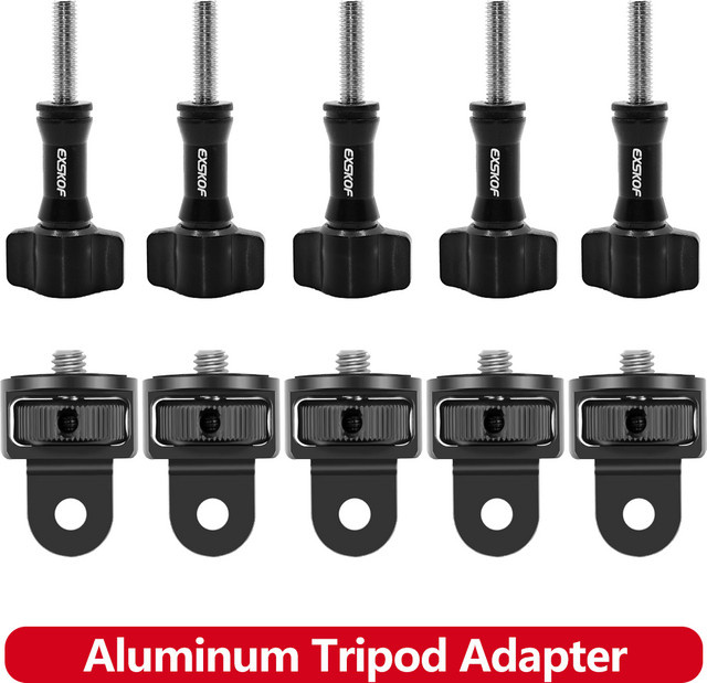 EXSKOF Aluminium Stativ Mount Adapter für GoPro Hero 13 12 11 10 9, Insta360 X2 X3 X4 X5 und DJI Osmo Action, Schwarz - Bild 1