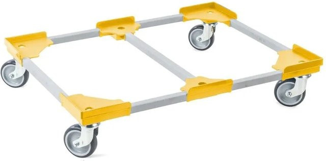 PROREGAL SparSet 12x Profi-Flex Transportroller für Euroboxen in Gelb mit Gummirädern und 4 Lenkrollen, Traglast 300 kg, B/T: 80 x 60 cm - Bild 1