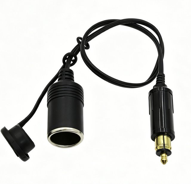 HBXINTAO Auto-Zigarettenanzünder-Buchse Stromadapterkabel mit EU-Stecker für 12V 24V, Schwarz - Bild 1