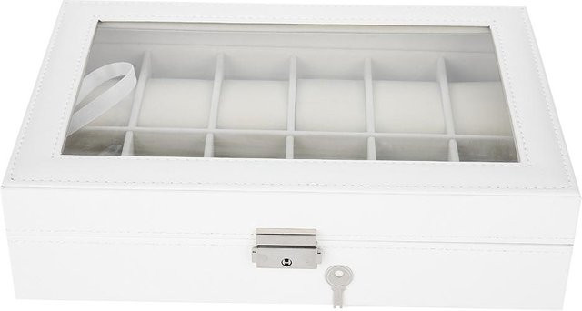 TOMTOP JMS Uhrenhalter Aufbewahrungskoffer, 12 Fächer, PU Leder, Unisex - Bild 1