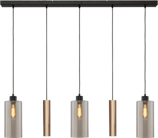 Masterlight Ortona 3/2 Pendelleuchte 5-flammig mit Glasmedium in Gold und Schwarz matt - Bild 1