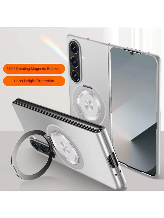 Busine Magnetische Stoßfeste Schutzhülle für Samsung Galaxy Z Fold 8 7 6 5 4 3 mit Drehbaren Metallhalter und Befestigungsring in Schwarz - Bild 7
