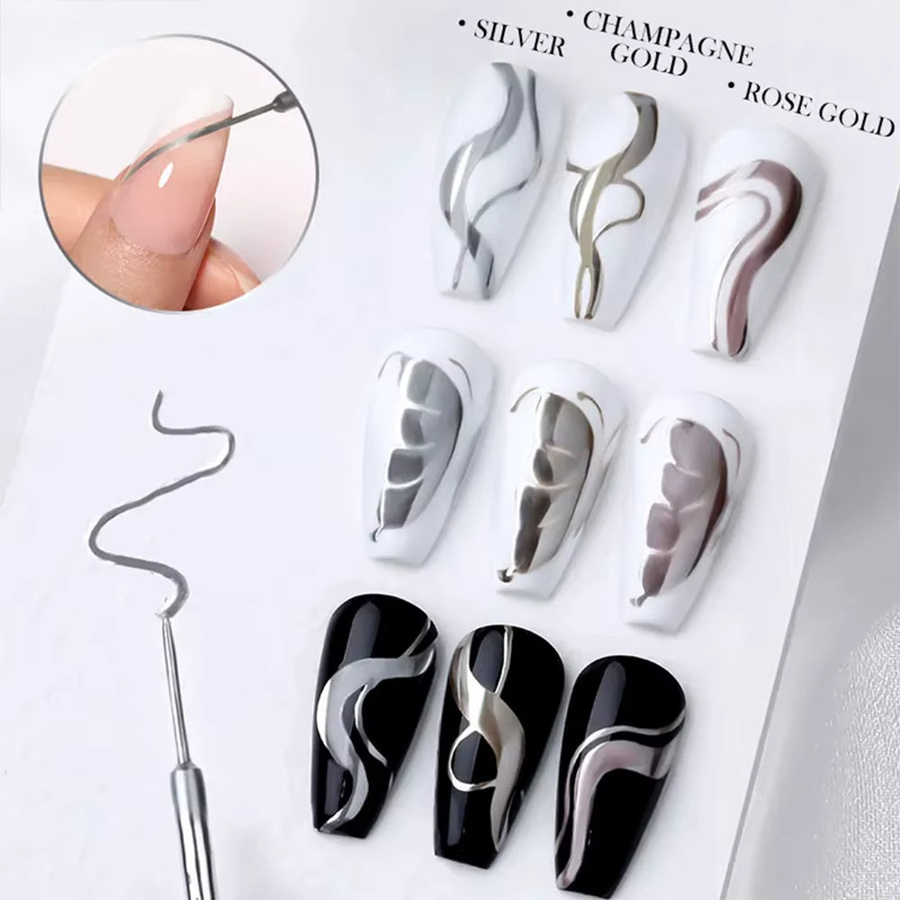 MAFANAILS Metallic Painting Liner Gel, Silber, Gold, Roségold - Bild 3