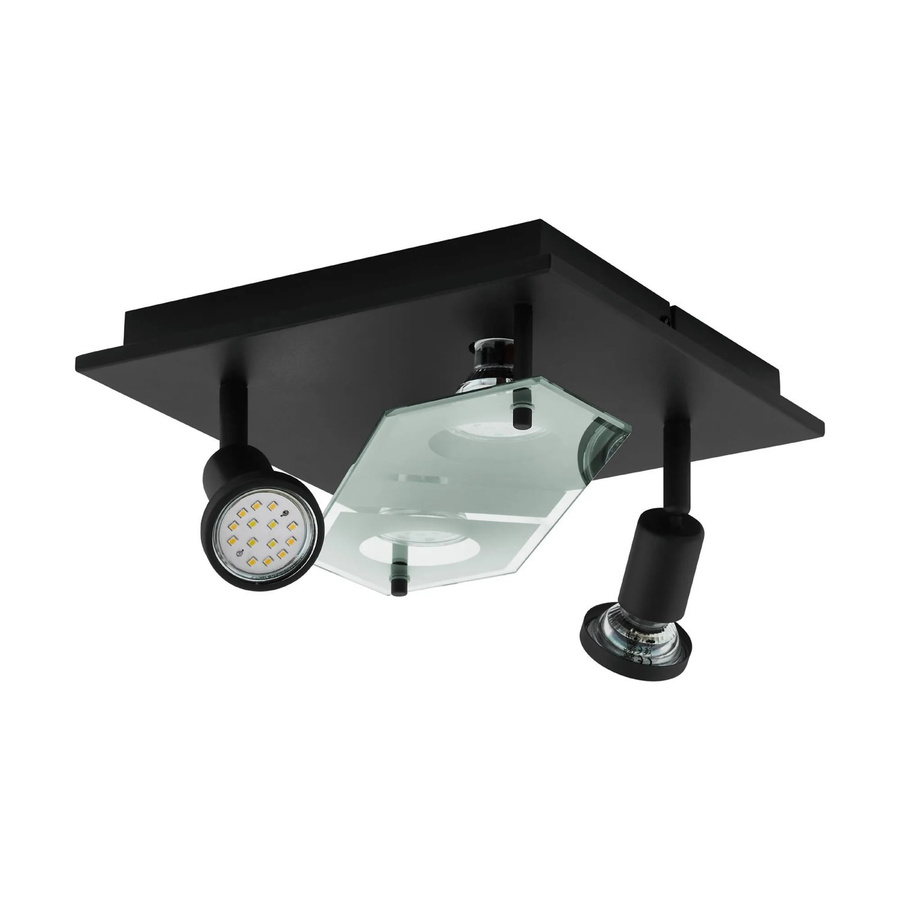 Eglo Deckenleuchte CABO 4-flammig Schwarz aus Stahl und Glas mit GU10 Fassung, B/T/B: 25 x 25 x 25 cm - Bild 2