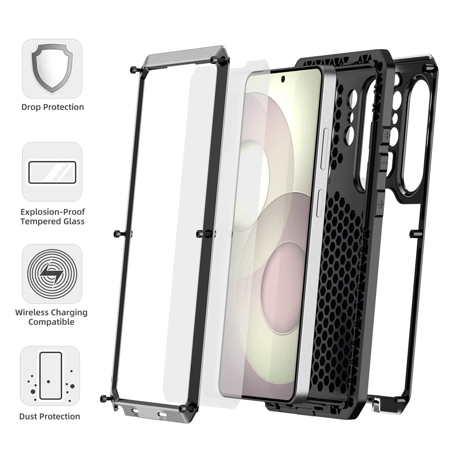 Robuste und sturzsichere Handyhülle aus Aluminiumlegierung für Samsung S26 Ultra, S25, S24, S23 in Schwarz - Bild 4
