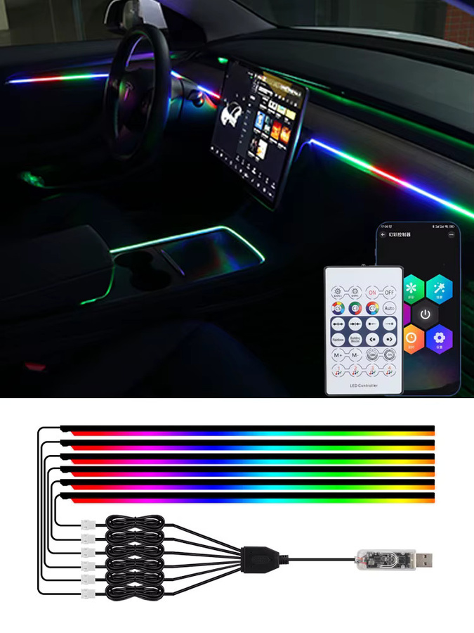 LYMOYO RGB Symphony LED Auto Umgebungsbeleuchtung mit App- und Fernbedienung Steuerung in Multicolour - Bild 6