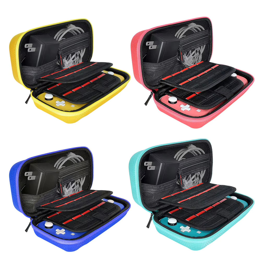 APWIKOGER Aufbewahrungstasche für Nintendo Switch Lite aus Nylon und EVA, harte Schutztasche mit doppeltem Fach, kratzfest und staubdicht, Farbe: Rot oder Pink - Bild 3