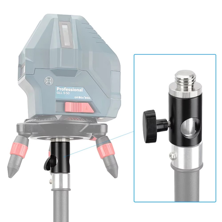 Camvate Lichtständer Kopf mit 1/4"-11 Stecker auf 1/4"-20 Innengewinde in Schwarz als Adapter für Stativ und Laser Level Bosch - Bild 4