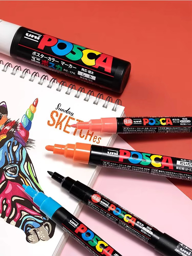 Uni Posca Acrylmarker PC-5M mit Bullet-Spitze in Mehrfarben für Graffiti, Poster und DIY-Kunstprojekte - Bild 5