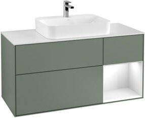 V&B Waschtischunterschrank Finion mit Wandbeleuchtung, Breite: 120 cm, Farbe: Weiß lackiert - Bild 1