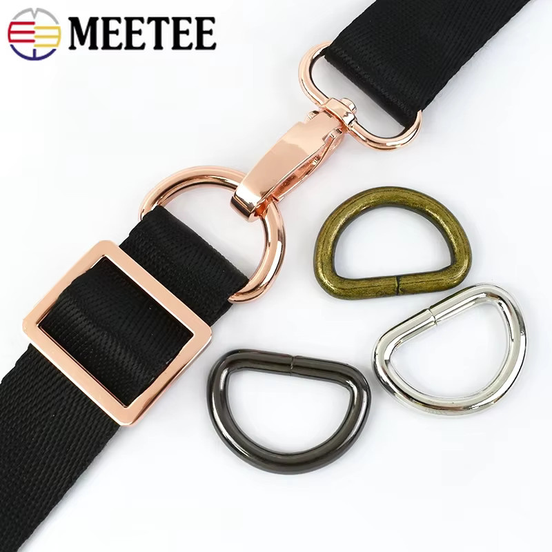 Meetee D-Ringe aus Metall in Schwarz für Taschenriemen und Rucksackgurte, 25 mm - Bild 2