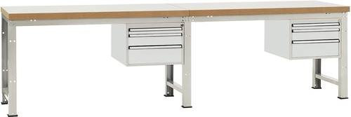 Manuflex Werkbank WP5762.7035 aus Stahl und Holz in Lichtgrau (RAL 7035), B/T/H: 200 x 80 x 70 cm - Bild 1
