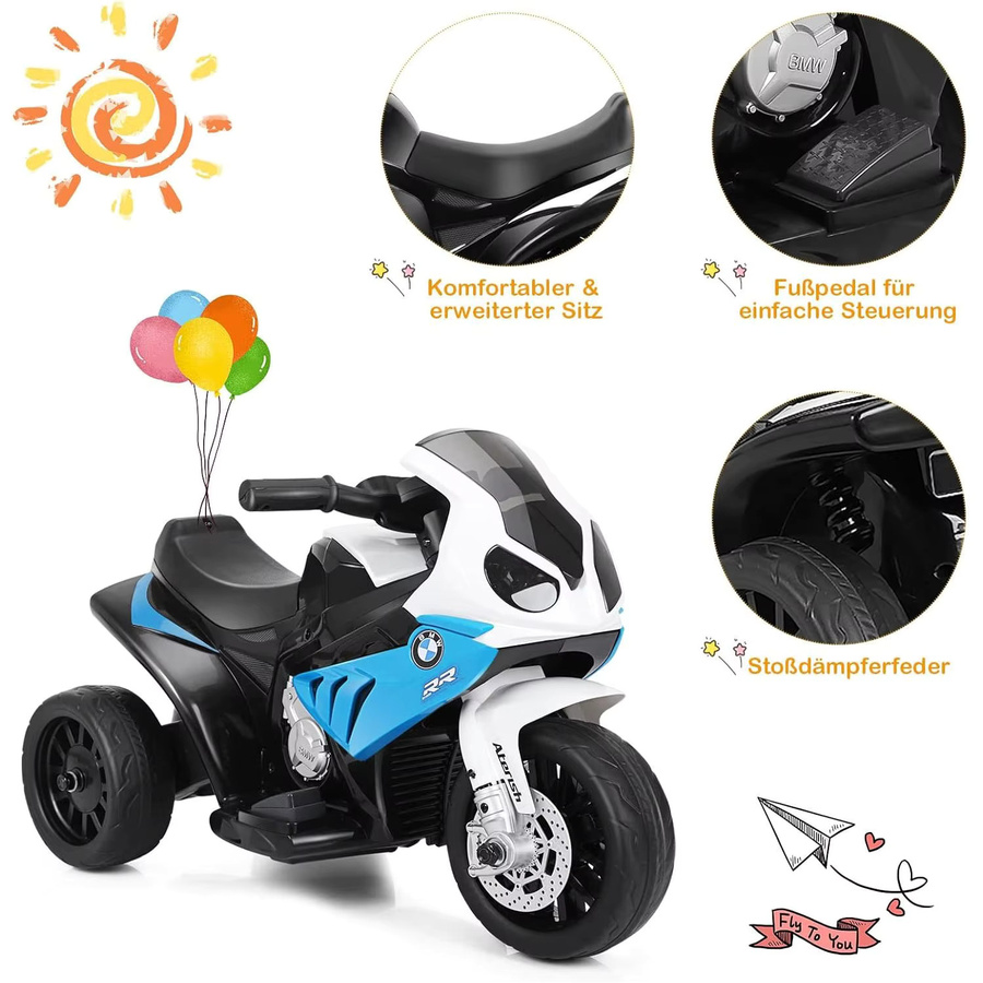 BMW Elektro-Motorrad, Dreirad-Kindermotorrad, Blau, mit Musik und Scheinwerfer - Bild 6