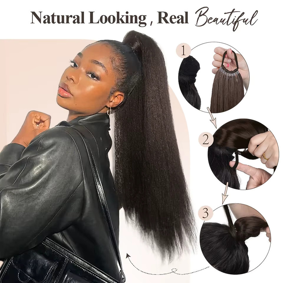 AOOSOO HAIR Perücken-Pferdeschwanz, langes glattes Haar, synthetisch - Bild 4