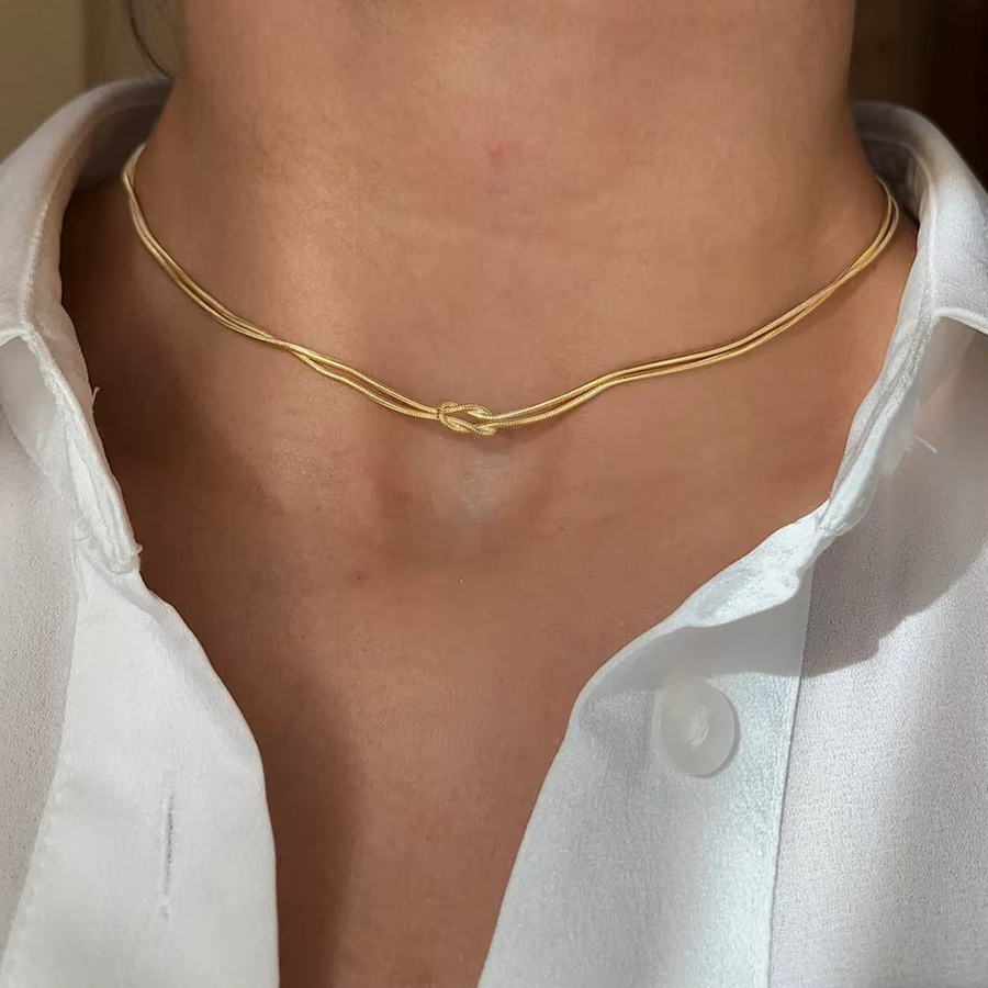 St.delan Halskette Knoten-Anhänger, Edelstahl, Gold, Damen - Bild 2