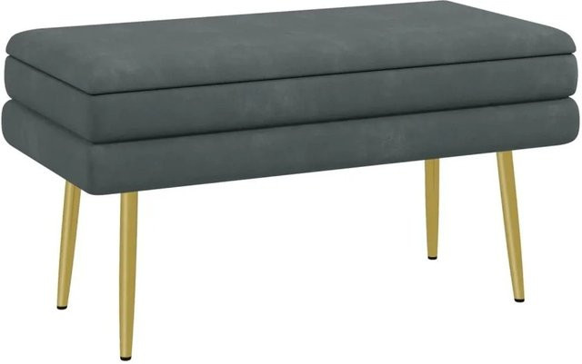 HOMCOM Sitzbank mit Stauraum in Samtoptik und Stahlbeinen, Grau, B: 79,5 cm, T: 37,5 cm, H: 43 cm - Bild 1