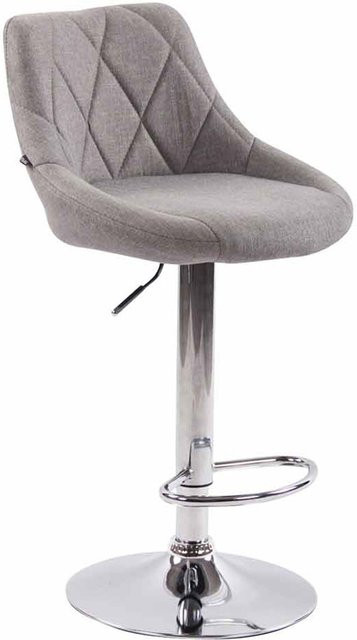 TPFLiving Barhocker Lazius mit Metallgestell in Chromoptik und Stoffbezug, Grau - Bild 1