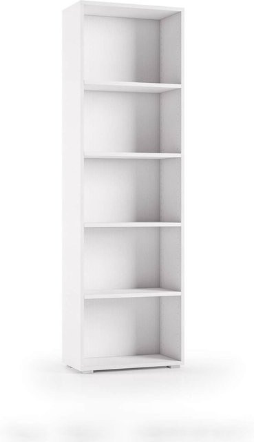 Der Weiße Stein Bibliothek mit 5 verstellbaren Regalen in Weiß, B/T/H: 60 x 30 x 195 cm - Bild 1