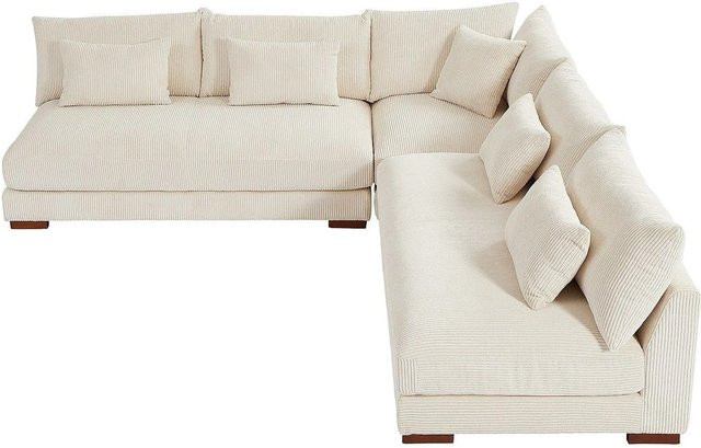 Sperone Sofa von Pascal Morabito in Beige mit Cordvelours-Bezug, L-Form, Breite: 275 cm - Bild 1