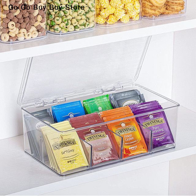 ouhoe Aufbewahrungsbox aus Acryl für Teebeutel und Kaffeekapseln mit Schubladen und Deckel, transparent - Bild 1
