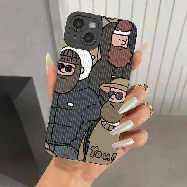 Stoßfeste Silikon Handyhülle mit Cartoon Line Onkel Design für iPhone 15 14 13 12 11 Pro Max XR X XS 7 8 Plus SE 2 in Multicolour - Bild 1