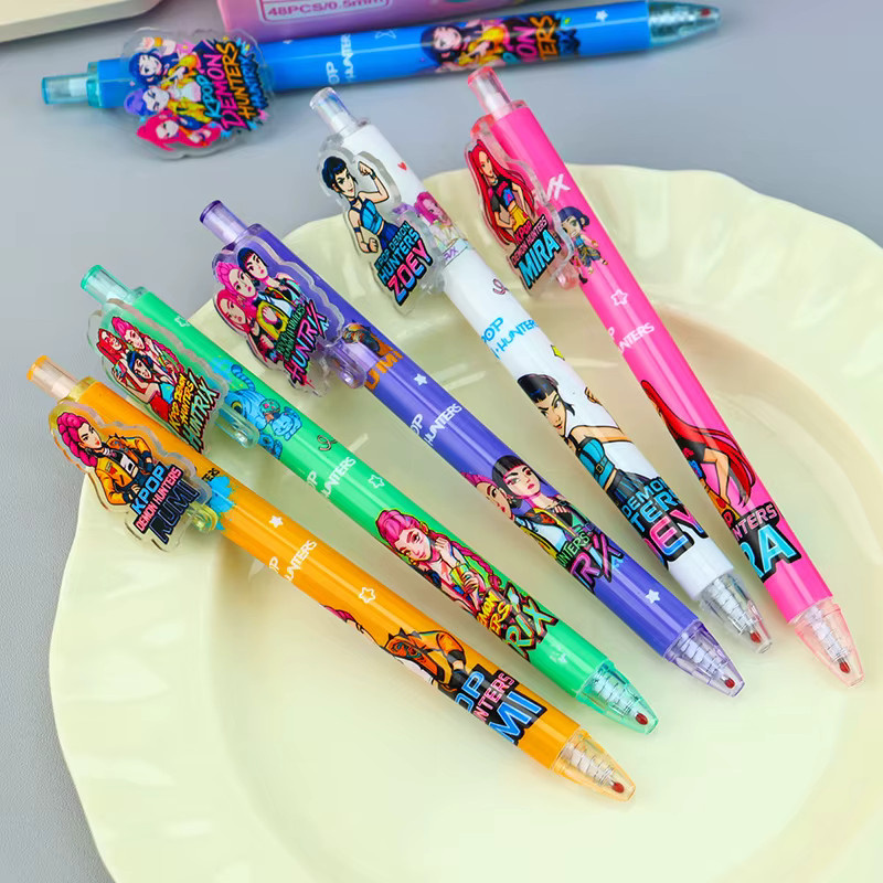 Bandai Anime Girls Lumi Mila Zoi Hunters Gelstifte, 6er Set, Mehrfarbig, Ästhetisches Cartoon Briefpapier für Schule und Büro - Bild 2