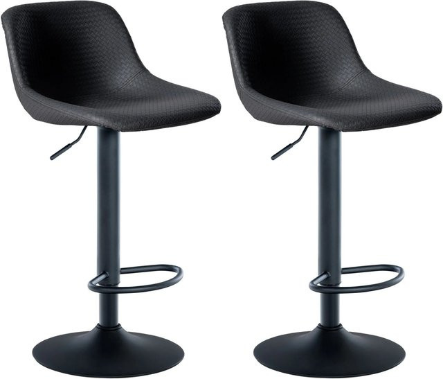 2er Set DELUKE Barhocker HODOR in Schwarz aus Kunstleder, höhenverstellbare Barstühle mit Lehne und 360 Grad Drehbarkeit, B/T/H: 43 x 49 x 79 cm - Bild 1