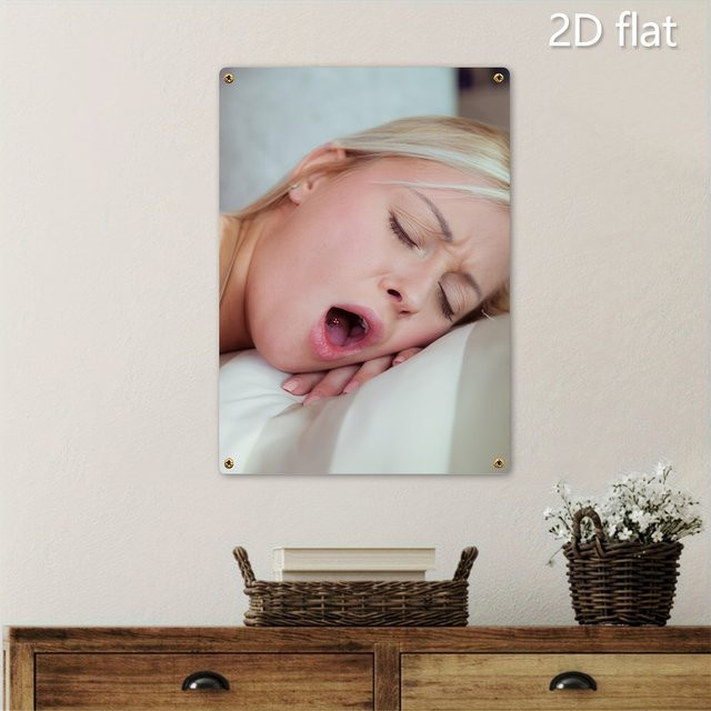 CIFBUY Aluminium-Wandkunst Yawning Lady Modernes Porträt in Mehrfarbig, Rechteckig, Breite: 30,0 cm, Höhe: 20,0 cm - Bild 1