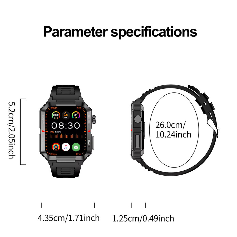 ChiBear EGC + PPG GPS Sport Fitness Tracker Smartwatch für Männer mit 1,99 Zoll HD Bildschirm, Herzfrequenzmessung und Bluetooth Anruffunktion in Schwarz oder Grün - Bild 5