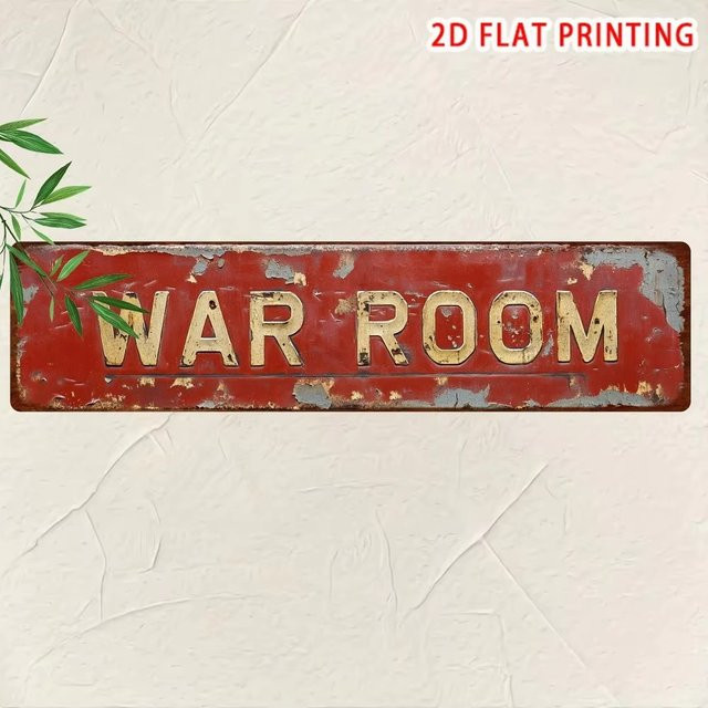 HELLOYOUNG Vintage WAR ROOM Metallschild in Rot als Retro Wanddekoration - Bild 1
