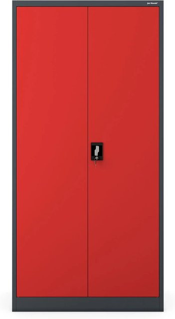 Jan Nowak Mehrzweckschrank Dawid aus pulverbeschichtetem Stahl in Rot-Anthrazit, H x B x T: 185 x 90 x 45 cm - Bild 1