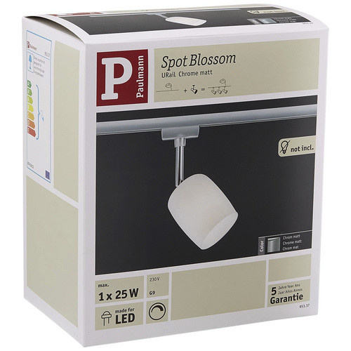 Paulmann URail Blossom Hochvolt-Schienensystem-Leuchte, dimmbar, Chrom matt, Satinglas, G9 - Bild 2
