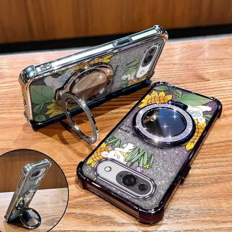 Google Pixel 9 Pixel 9 Pro Pixel 9 Pro XL Pixel 9a Handyhülle Happy Rabbit Plating Ständer mit Lanyard in Purple Multicolour - Bild 2