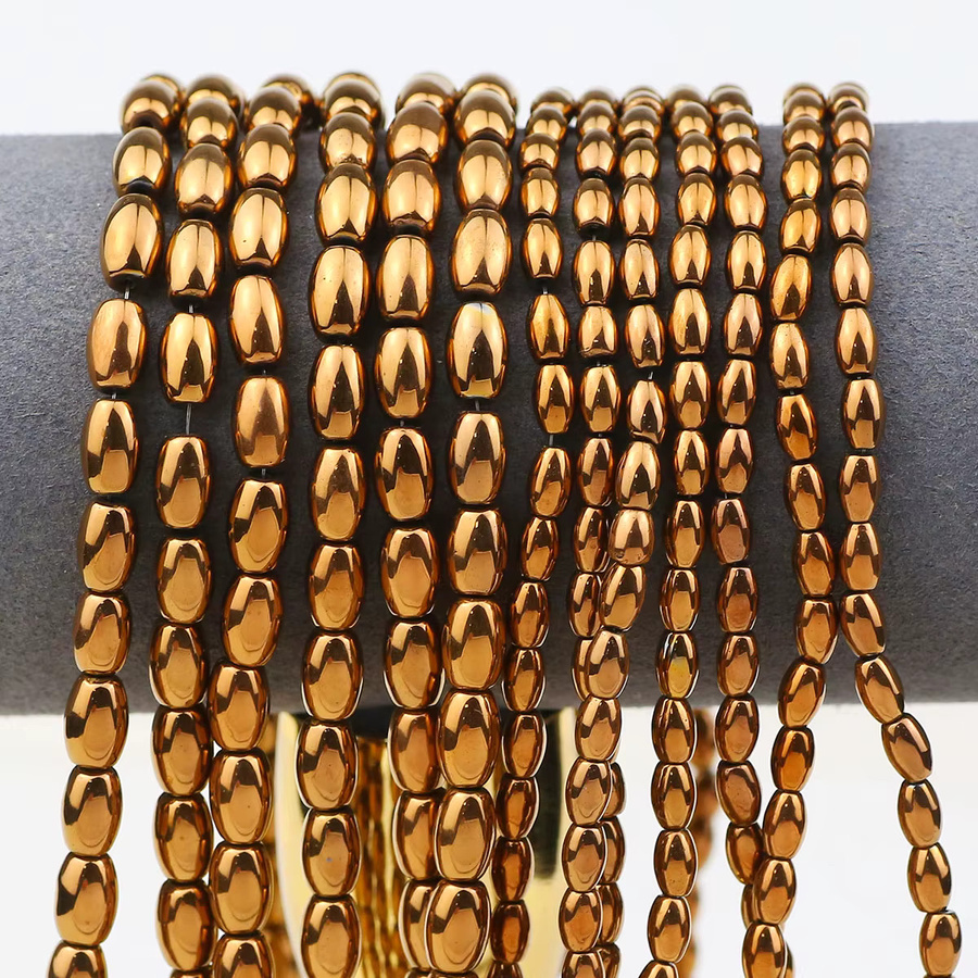 wlyees Hämatit-Reisperlen, oval, Bronze, 6/8 mm, Unisex - Bild 5