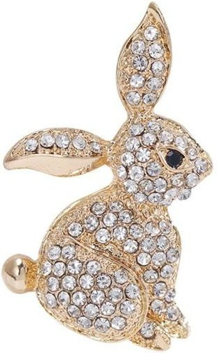 Amusedly Brosche Hasenform, Strasssteine, goldgelb, Unisex - Bild 1