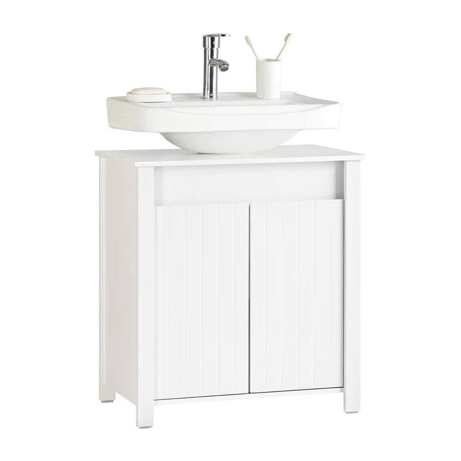 SoBuy Waschbeckenunterschrank BZR101-W aus MDF in Weiß mit 2 Türen, Breite: 60 cm, Höhe: 65,5 cm, Tiefe: 34 cm - Bild 1