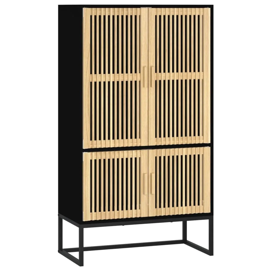 vidaXL Highboard Schwarz aus Holzwerkstoff und Kiefernholz, B/T/H: 70 x 35 x 125 cm - Bild 2