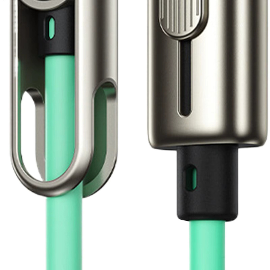 240W USB-A auf USB-C Doppelkopf-Schnellladekabel mit integrierter Telefonhalterung in Grün - Bild 4