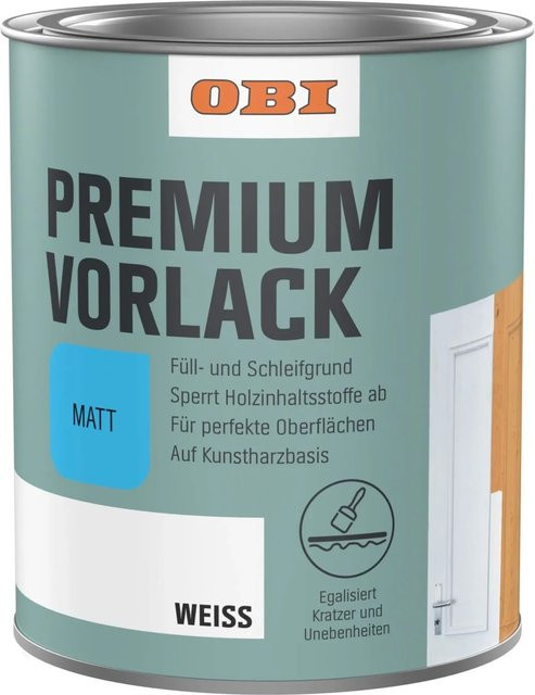 OBI Premium Vorlack für Holz in Weiß matt mit Barriereschutz, 20,0 l - Bild 1