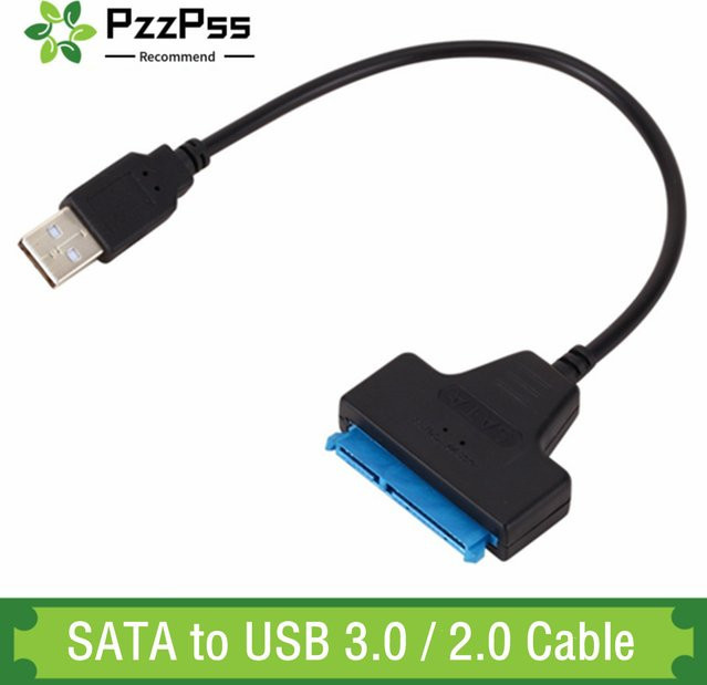 PzzPss SATA zu USB 3.0 Adapter Kabel für 2,5 Zoll externe HDD und SSD Festplatten, Schwarz - Bild 1