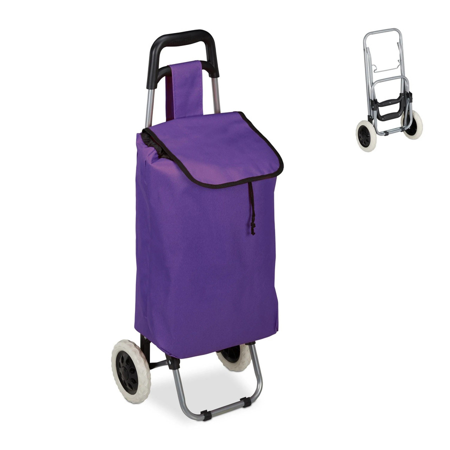 Relaxdays Einkaufstrolley aus Stoff und Stahl in Lila, faltbar, B/T/H: 91 x 40 x 30 cm - Bild 2