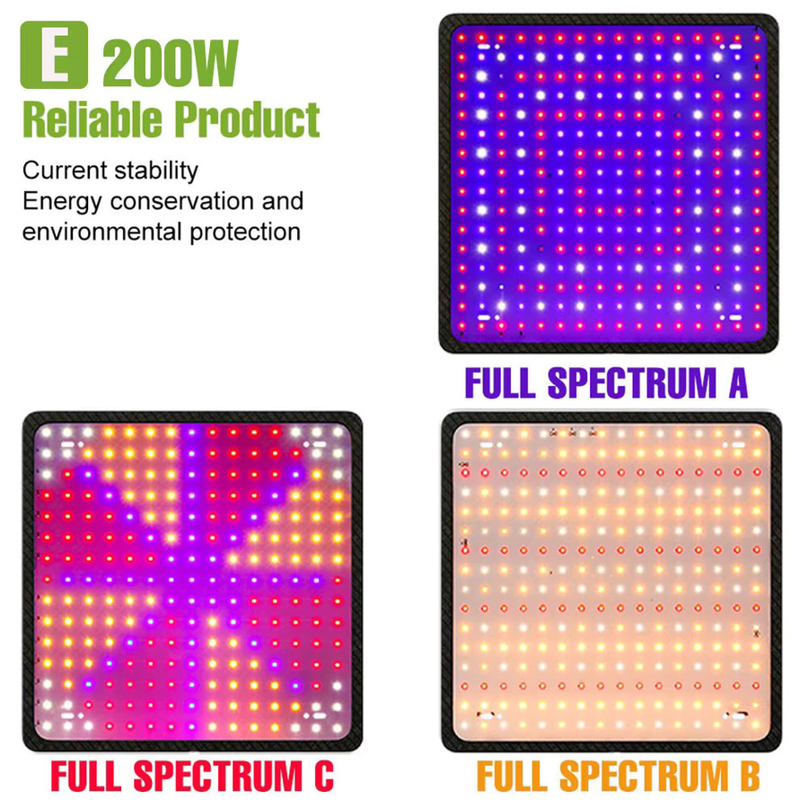 CanLing 200W LED Pflanzenlampe mit Vollspektrum-Quantum-Board in Schwarz für Indoor-Anbau von Blumen, Tomaten und Gemüse - Bild 2